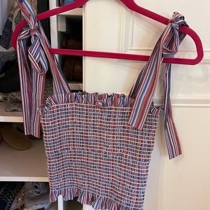 Petersyn ruched pink and blue tie tank